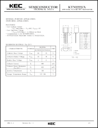 datasheet for KTN2222A by Korea Electronics Co., Ltd.