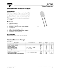 datasheet for BPW85A by Vishay Telefunken