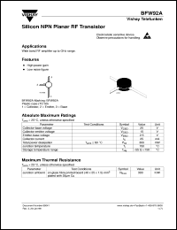 datasheet for BFW92A by Vishay Telefunken