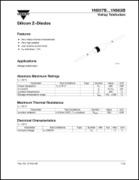 datasheet for 1N958B by Vishay Telefunken