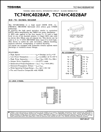 datasheet for TC74HC4028AP by Toshiba