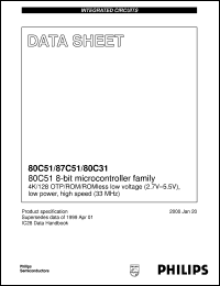 datasheet for P87C51UBAA by Philips Semiconductors