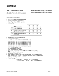 datasheet for HYB3164405BTL-50 by Infineon (formely Siemens)