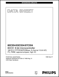 datasheet for 80C554,83C554,87C554 by Philips Semiconductors