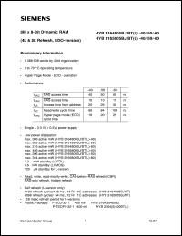 datasheet for HYB3164805BT-50 by Infineon (formely Siemens)