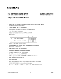 datasheet for HYS64V2100GU-10 by Infineon (formely Siemens)