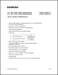 datasheet for HYS72V4120GU-10 by Infineon (formely Siemens)