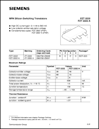 datasheet for PZT2222 by Infineon (formely Siemens)