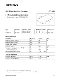 datasheet for PZT3904 by Infineon (formely Siemens)