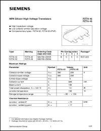 datasheet for PZTA42 by Infineon (formely Siemens)
