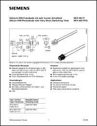 datasheet for SFH203P by Infineon (formely Siemens)