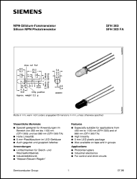 datasheet for SFH303FA by Infineon (formely Siemens)
