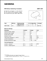 datasheet for SMBT3904 by Infineon (formely Siemens)