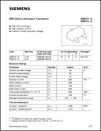 datasheet for SMBTA13 by Infineon (formely Siemens)