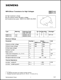 datasheet for SMBTA42 by Infineon (formely Siemens)
