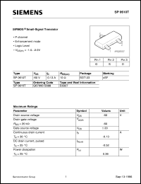 datasheet for SP0610T by Infineon (formely Siemens)