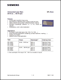 datasheet for SPLBG81 by Infineon (formely Siemens)