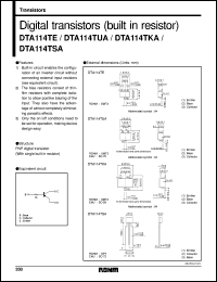 datasheet for DTA114TUA by ROHM
