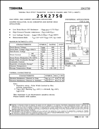 datasheet for 2SK2750 by Toshiba