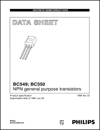 datasheet for BC549B by Philips Semiconductors