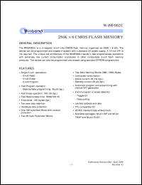 datasheet for W49F002UT70B by Winbond Electronics