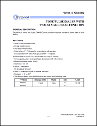 datasheet for W91610 by Winbond Electronics