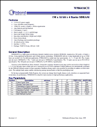 datasheet for W986416CH by Winbond Electronics