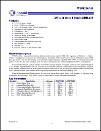 datasheet for W981216AH by Winbond Electronics