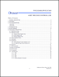 datasheet for W921E840A by Winbond Electronics