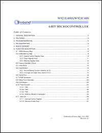 datasheet for W921E400A by Winbond Electronics