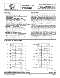 datasheet for IDT74FCT166H245TEB by Integrated Device Technology, Inc.