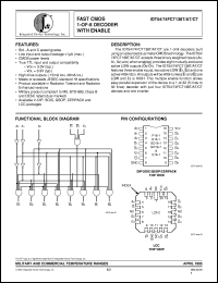 datasheet for IDT74FCT138ATEB by Integrated Device Technology, Inc.