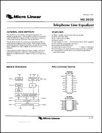 datasheet for ML2020IP by Micro Linear Corporation