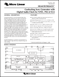 datasheet for ML6430CH by Micro Linear Corporation