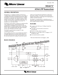 datasheet for ML6672CQ by Micro Linear Corporation
