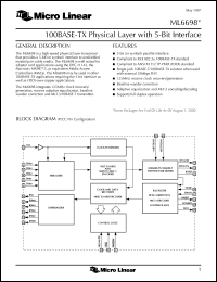 datasheet for ML6698CQ by Micro Linear Corporation