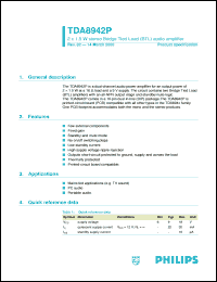 datasheet for TDA8942P by Philips Semiconductors