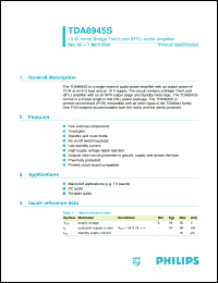 datasheet for TDA8945S by Philips Semiconductors