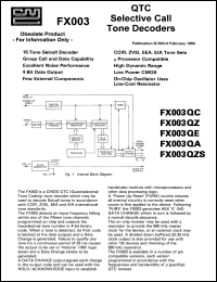 datasheet for FX003QZ by Consumer Microcircuits Limited