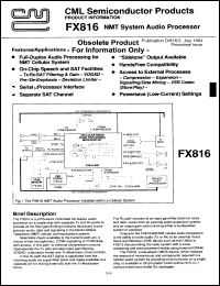 datasheet for FX816DW by Consumer Microcircuits Limited