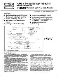 datasheet for FX613DW by Consumer Microcircuits Limited