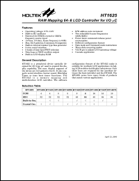 datasheet for HT1625 by Holtek Semiconductor Inc.