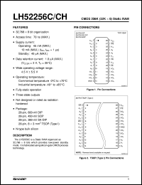 datasheet for LH52256CD-70LL by Sharp