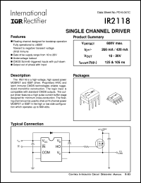 datasheet for IR2118S by International Rectifier