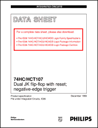 datasheet for 74HCT107N by Philips Semiconductors