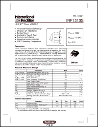 datasheet for IRF1310S by International Rectifier