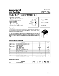 datasheet for IRFD214 by International Rectifier