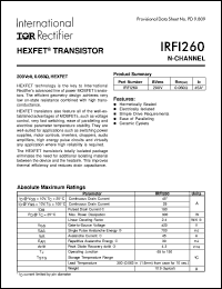 datasheet for IRFI260 by International Rectifier