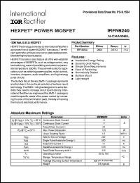 datasheet for IRFN9240 by International Rectifier