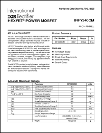 datasheet for IRFY340CM by International Rectifier